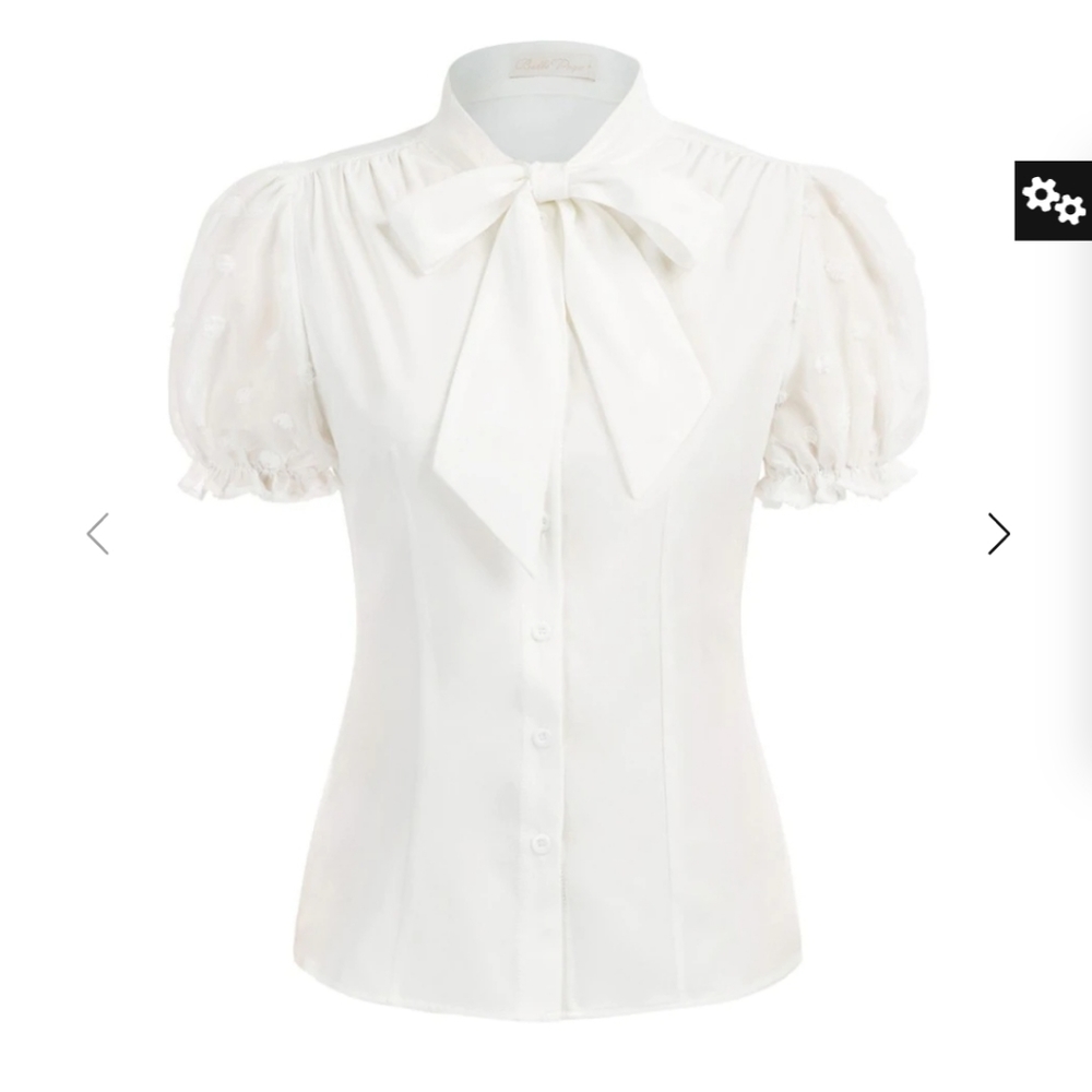 Vintage style bow knot white button down blouse NWT 2XL
